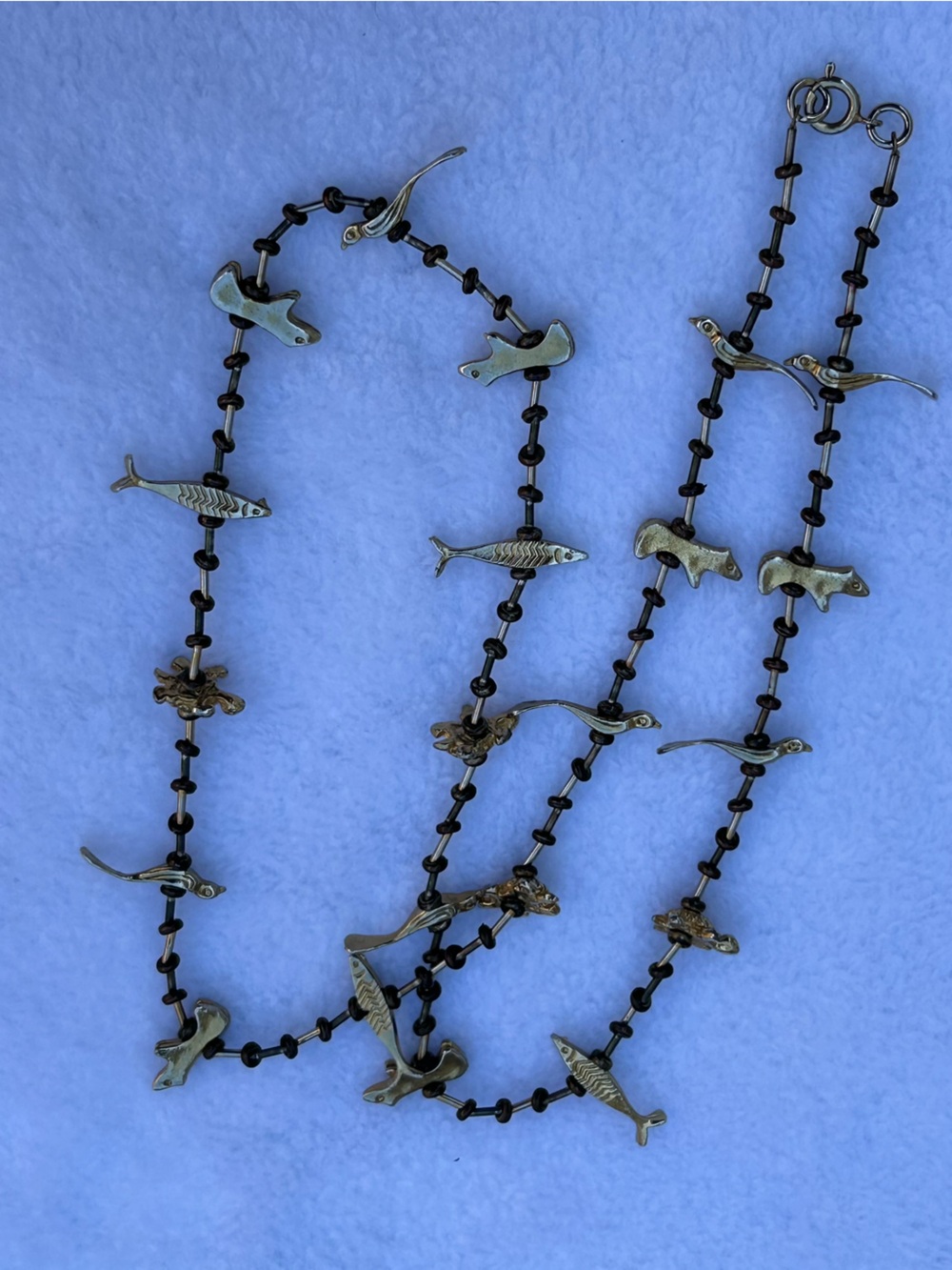 Vintage Style Gold Tone Animal Necklace Fish Birds Safari Wildlife Statement